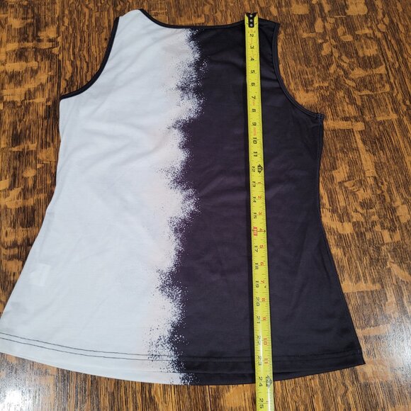 Edgy Sleeveless Top: Dancing Skeletons. Black and White. M. - Picture 6 of 8